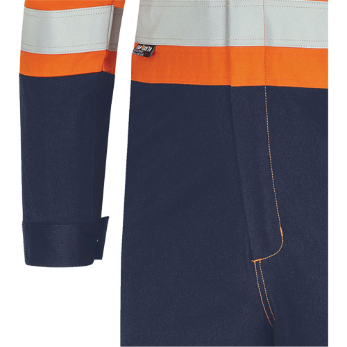 7702BB FR-Tech&reg; 2-Tone Safety Coverall, Size 36, Navy Blue/Orange, 10 cal/cm² Distribution Jean Lapalme