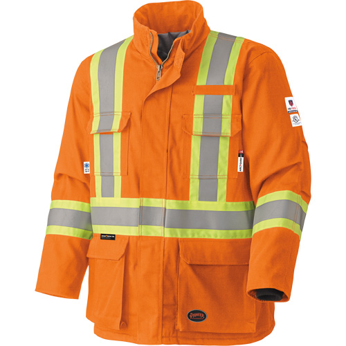 5533 Manteau de s&eacute;curit&eacute; ignifuge, Petit, Orange haute visibilit&eacute;, 58 cal/cm² Distribution Jean Lapalme