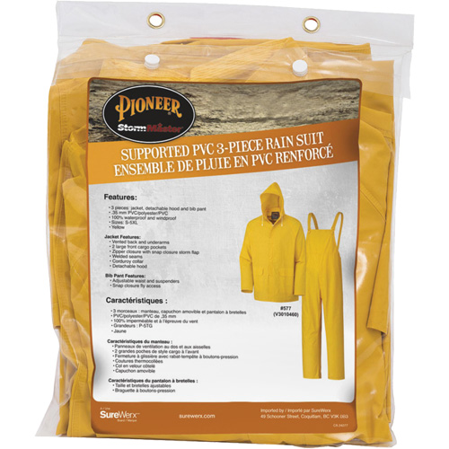 577 3-Piece Rain Suit, Polyester/PVC, 6X-Large, Yellow Distribution Jean Lapalme