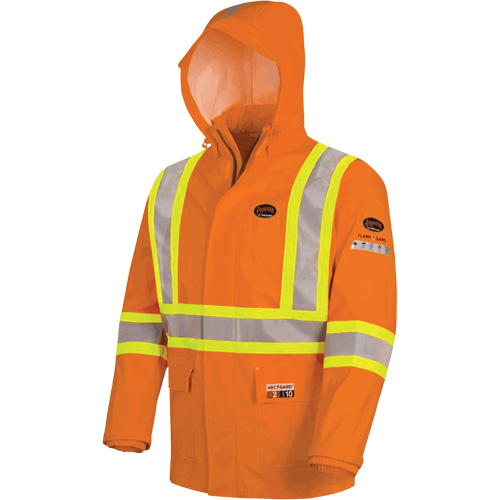 5880 FR/Arc-Rated Waterproof Rain Jacket, X-Small, High Visibility Orange, 10 cal/cm² Distribution Jean Lapalme