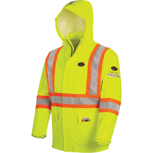5881 FR/Arc-Rated Waterproof Rain Jacket, X-Small, High Visibility Yellow, 10 cal/cm² Distribution Jean Lapalme