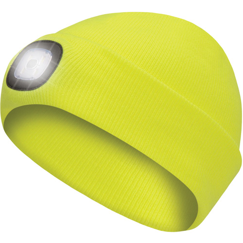 5676 Tuque en tricot avec lampe frontale &agrave; DEL, Doublure en Molleton, Taille unique, Jaune haute visibilit&eacute; Distribution Jean Lapalme