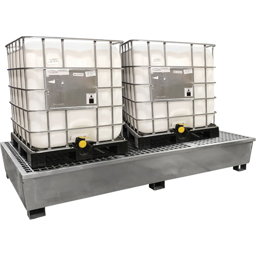 Ultra-Twin IBC Spill Pallet en acier, Capacit&eacute; de d&eacute;versement 370 gal. US, 103,8" x 26,8" x 51,1" Distribution Jean Lapalme
