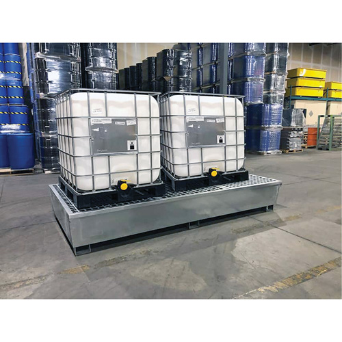 Ultra-Twin IBC Spill Pallet en acier, Capacit&eacute; de d&eacute;versement 370 gal. US, 103,8" x 26,8" x 51,1" Distribution Jean Lapalme