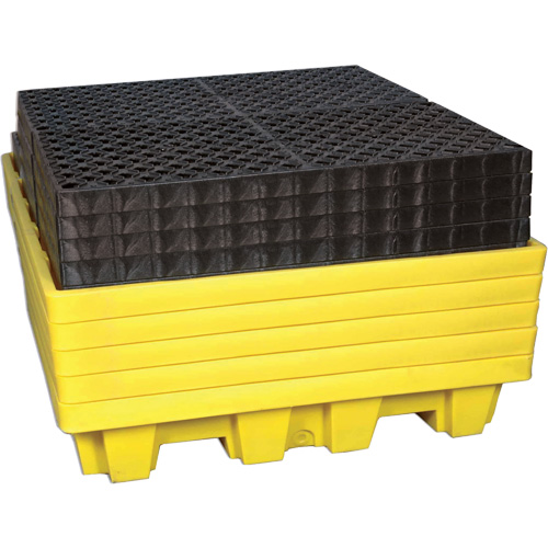 Ultra-Spill Pallet emboitable, 4 barils, Capacit&eacute; de d&eacute;versement 66 gal. US, 51" x 51" x 10" Distribution Jean Lapalme