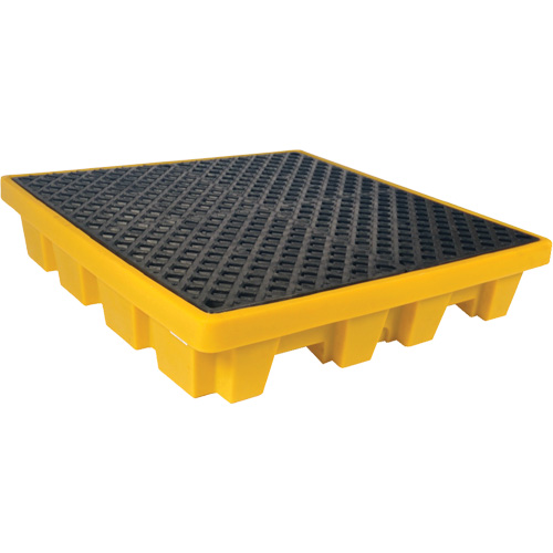 Ultra-Spill Pallet emboitable, 4 barils, Capacit&eacute; de d&eacute;versement 66 gal. US, 51" x 51" x 10" Distribution Jean Lapalme