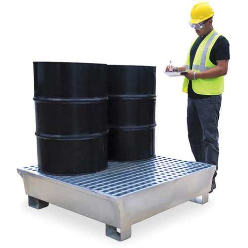 Ultra-Spill Pallet en acier, 4 barils, Capacit&eacute; de d&eacute;versement 68 gal. US, 49,1" x 47,1" x 10,9" Distribution Jean Lapalme