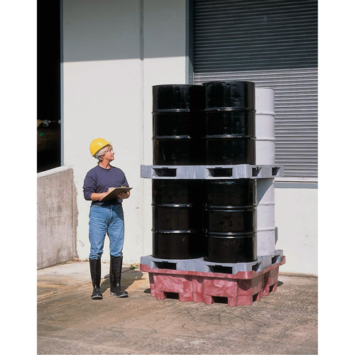 4-Drum Ultra-Spill King&reg; Flat Deck Spill Pallet, 85 US gal. Spill Capacity, 51" x 51" x 17.5" Distribution Jean Lapalme