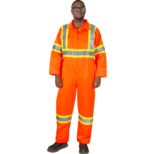 Unlined Safety Coveralls, Small, High Visibility Orange Distribution Jean Lapalme