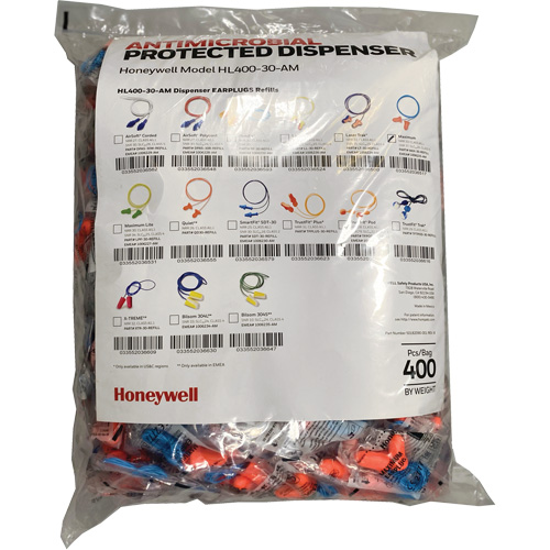 Max-30 Earplugs Refill for HL400 Dispenser, Bulk - Polybag, Corded Distribution Jean Lapalme