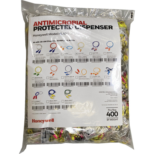LL-30 Earplugs Refill for HL400 Dispenser, Bulk - Polybag, Corded Distribution Jean Lapalme