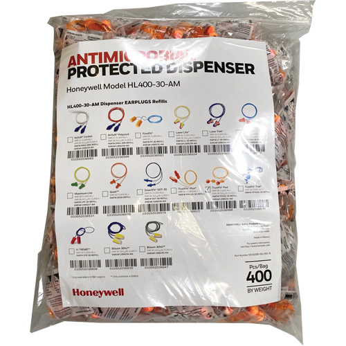 TF-30 Earplugs Refill for HL400 Dispenser, Bulk - Polybag, Corded Distribution Jean Lapalme