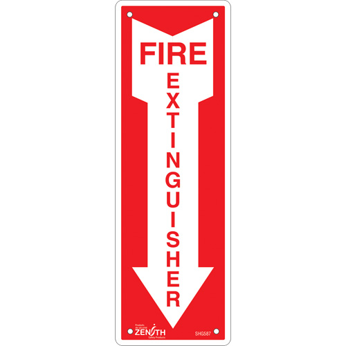 Enseigne Fire Extinguisher, 12" x 4", Aluminium, Anglais avec pictogramme Distribution Jean Lapalme