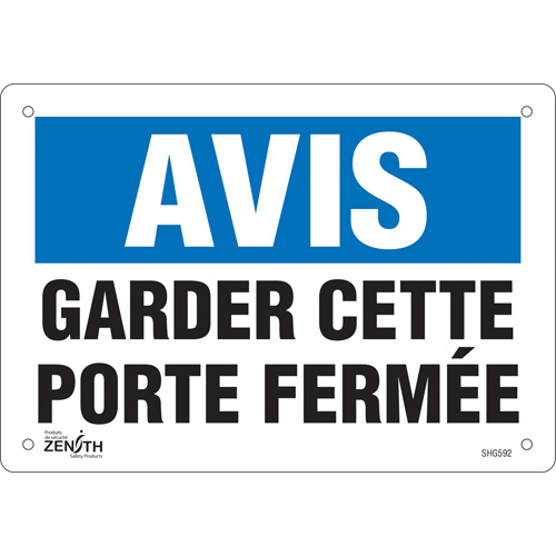 Enseigne  Porte ferm&eacute;e , 7" x 10", Vinyle, Français Distribution Jean Lapalme