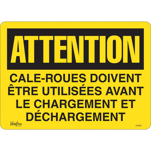 Enseigne  Cale-roues doivent &ecirc;tre utilis&eacute;es , 14" x 10", Vinyle, Français Distribution Jean Lapalme