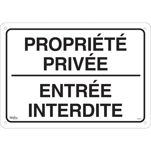 "Propri&eacute;t&eacute; priv&eacute;e" Sign, 14" x 20", Aluminum, French Distribution Jean Lapalme