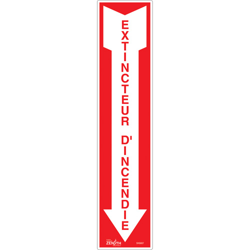 Enseigne  Extincteur d'incendie , 4" x 18", Vinyle, Français avec pictogramme Distribution Jean Lapalme