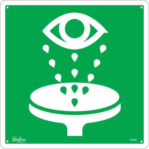 Enseigne de s&eacute;curit&eacute; conforme &agrave; la CSA - Eye Wash, 12" x 12", Aluminium, Pictogramme Distribution Jean Lapalme