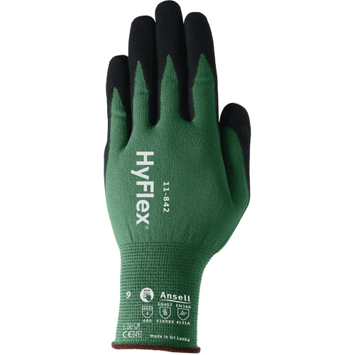 HyFlex&reg; 11-842 Sustainable Multi-Purpose Gloves, 5, Foam Nitrile Coating, 15 Gauge, Nylon Shell Distribution Jean Lapalme