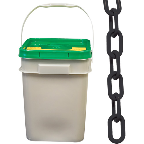 Chaîne de s&eacute;curit&eacute; en plastique robuste, Noir, Maillon de 2", 120' de long Distribution Jean Lapalme