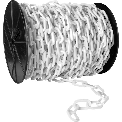 Chaîne de s&eacute;curit&eacute; en plastique robuste, Orange, Maillon de 2", 120' de long Distribution Jean Lapalme