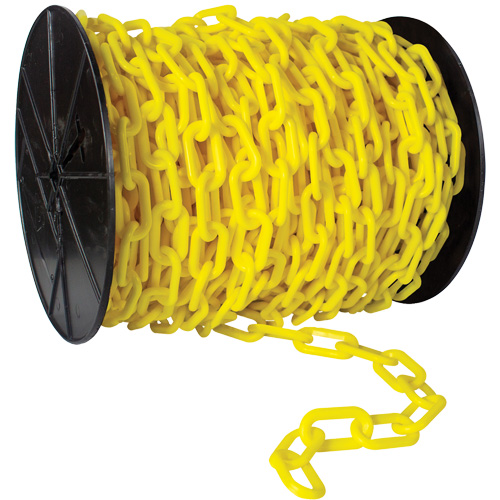 Chaîne de s&eacute;curit&eacute; en plastique robuste, Vert, Maillon de 2", 120' de long Distribution Jean Lapalme