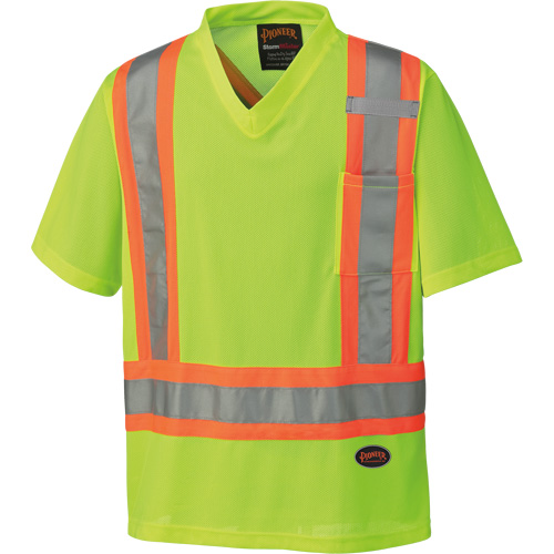 6989 Chandail pour la circulation en micromaille, T-petit, Jaune lime haute visibilit&eacute; Distribution Jean Lapalme