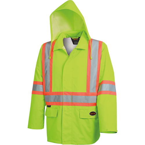 5628 The Rock  Waterproof Safety Jacket, Polyester/Polyurethane, High Visibility Lime-Yellow, Small Distribution Jean Lapalme