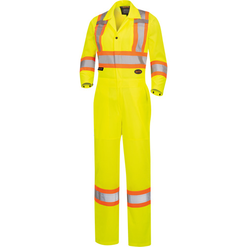 5999AW Women's High-Visibility Traffic Safety Coveralls, X-Small, High Visibility Lime-Yellow Distribution Jean Lapalme
