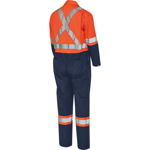 5514BBT 2-Tone Safety Coveralls with Zipper Closure, 40 (Tall), High Visibility Orange/Navy Blue Distribution Jean Lapalme