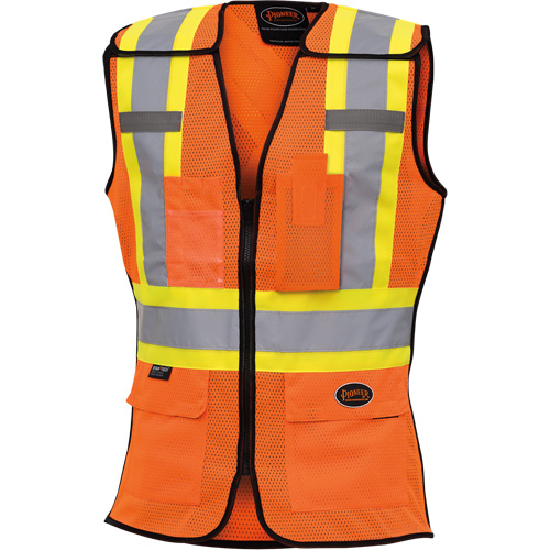 486 Women's High-Visibility Safety Tear-Away Vest, High Visibility Orange, X-Small, Polyester Distribution Jean Lapalme