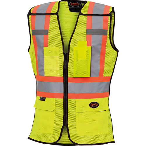 489 Women's High-Visibility Safety Tear-Away Vest, High Visibility Lime-Yellow, X-Small, Polyester Distribution Jean Lapalme