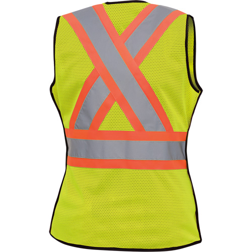 489 Women's High-Visibility Safety Tear-Away Vest, High Visibility Lime-Yellow, X-Small, Polyester Distribution Jean Lapalme