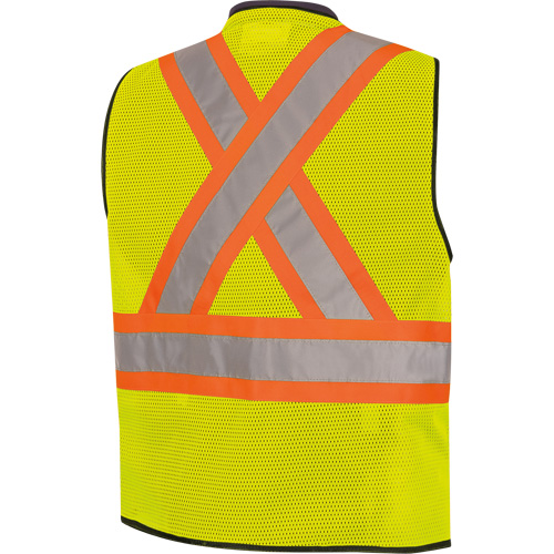 6895 Veste de s&eacute;curit&eacute; haute visibilit&eacute; bicolore avec fermeture &agrave; glissi&egrave;re sur tout le devant, Noir/Jaune lime haute visibilit&eacute;, 2T-Grand/3T-Grand, Polyester Distribution Jean Lapalme
