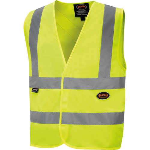 6886 Veste de s&eacute;curit&eacute; haute visibilit&eacute; en tricot chaîne, Jaune lime haute visibilit&eacute;, Petit, Polyester Distribution Jean Lapalme