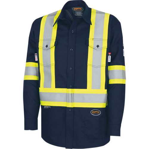7742SF Chemise de s&eacute;curit&eacute; haute visibilit&eacute; r&eacute;sistant aux arcs &eacute;lectriques 88/12 FR-Tech, Petit, Bleu marin Distribution Jean Lapalme