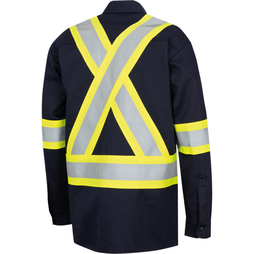 7742SF Chemise de s&eacute;curit&eacute; haute visibilit&eacute; r&eacute;sistant aux arcs &eacute;lectriques 88/12 FR-Tech, Petit, Bleu marin Distribution Jean Lapalme