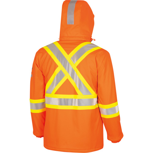5884 Manteau imperm&eacute;able ignifuge et r&eacute;sistant aux arcs &eacute;lectriques avec capuchon Flash-Gard, Petit, Orange haute visibilit&eacute;, 51 cal/cm² Distribution Jean Lapalme
