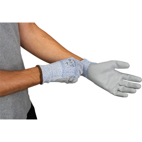 Gants &eacute;lastiques &eacute;cologiques r&eacute;sistants &agrave; la coupe, Taille 8, Calibre 13, Rev&ecirc;tement Polyur&eacute;thane, Enveloppe en PEHP/rPET, ASTM ANSI niveau A2 Distribution Jean Lapalme
