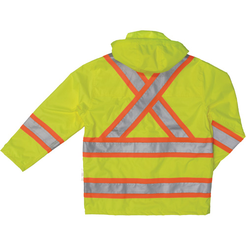 Ripstop Safety Rain Jacket, Polyester, Small, High Visibility Lime-Yellow Distribution Jean Lapalme