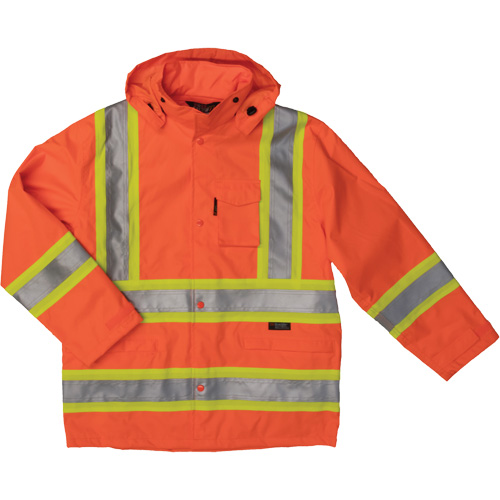 Ripstop Safety Rain Jacket, Polyester, X-Small, High Visibility Orange Distribution Jean Lapalme