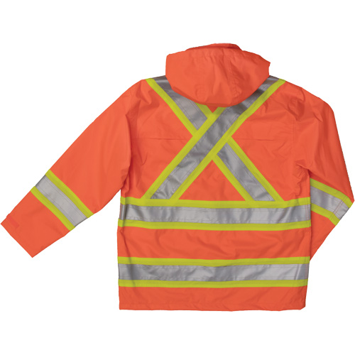 Ripstop Safety Rain Jacket, Polyester, X-Small, High Visibility Orange Distribution Jean Lapalme