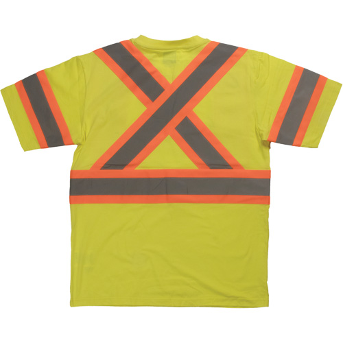 Chemise de s&eacute;curit&eacute; &agrave; manches courtes, Coton, T-petit, Jaune lime haute visibilit&eacute; Distribution Jean Lapalme
