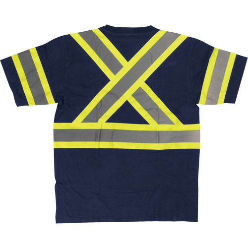 Short Sleeve Safety T-Shirt, Cotton, X-Small, Navy Blue Distribution Jean Lapalme