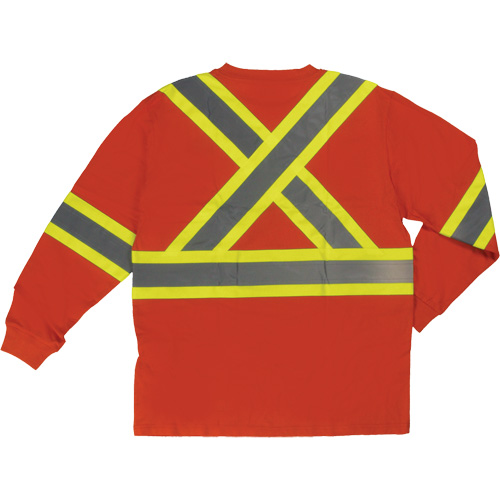 Long Sleeve Safety T-Shirt, Cotton, X-Small, High Visibility Orange Distribution Jean Lapalme