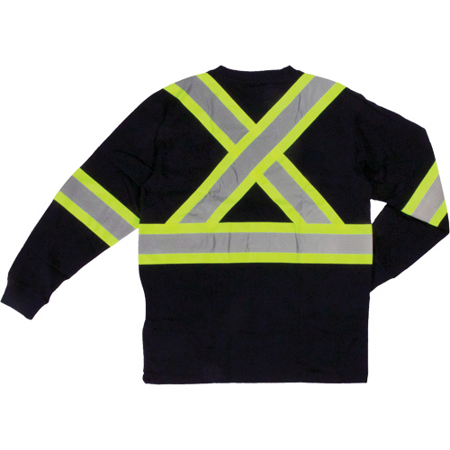Long Sleeve Safety T-Shirt, Cotton, X-Small, Black Distribution Jean Lapalme