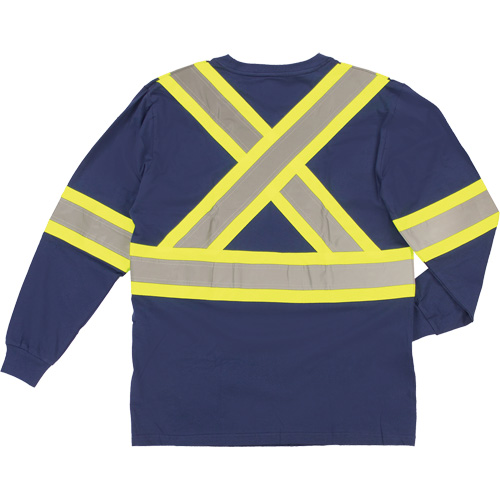 Long Sleeve Safety T-Shirt, Cotton, X-Small, Navy Blue Distribution Jean Lapalme