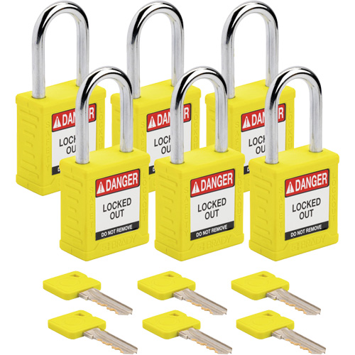 Cadenas de verrouillage Velocity, Jaune, Cl&eacute;s identiques, Nylon, Largeur de 1-1/2" Distribution Jean Lapalme