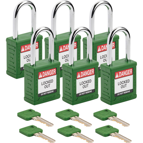 Velocity Lockout Padlocks, Green, Keyed Alike, Nylon, 1-1/2" Width Distribution Jean Lapalme
