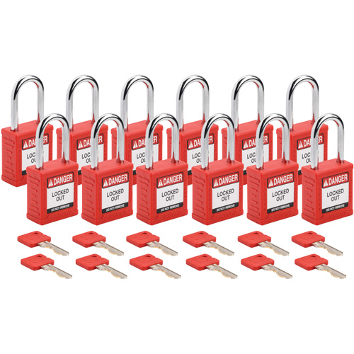 Velocity Lockout Padlocks, Red, Keyed Alike, Nylon, 1-1/2" Width Distribution Jean Lapalme